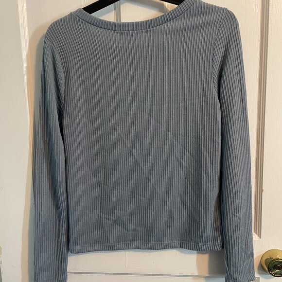 blue ribbed long sleeve - Picture 2 of 3